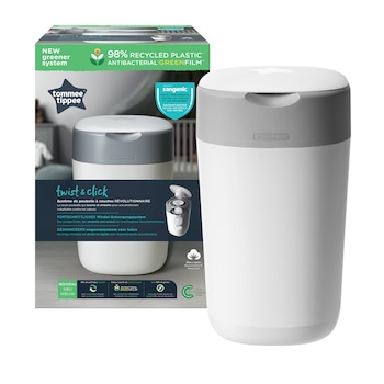 Cos pentru scutece Tommee Tippee Sangenic Twist and Click, Alb/Gri Cos pentru scutece Tommee Tippee Sangenic Twist and Click, Alb/Gri