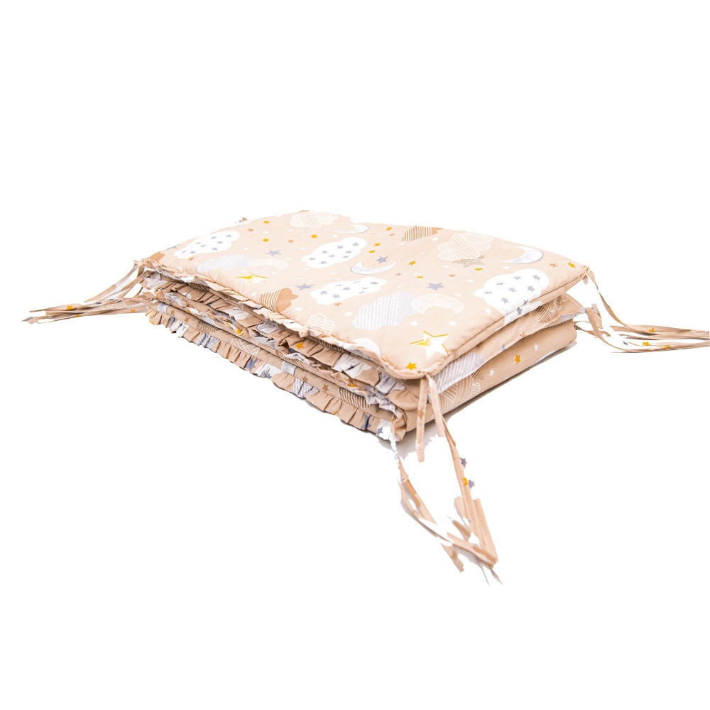 Aparatori laterale pentru patut, BABYEN, 3 piese, bumbac, bej/crem, + 0 luni