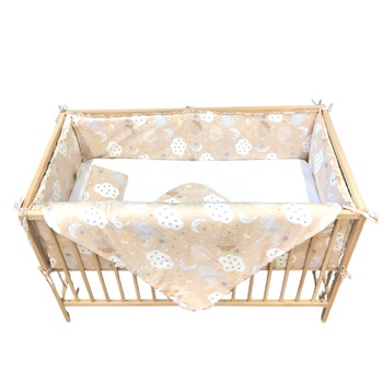 Set Lenjerie patut, BABYEN, cu norisori, 7 piese, bumbac, crem Set Lenjerie patut, BABYEN, cu norisori, 7 piese, bumbac, crem