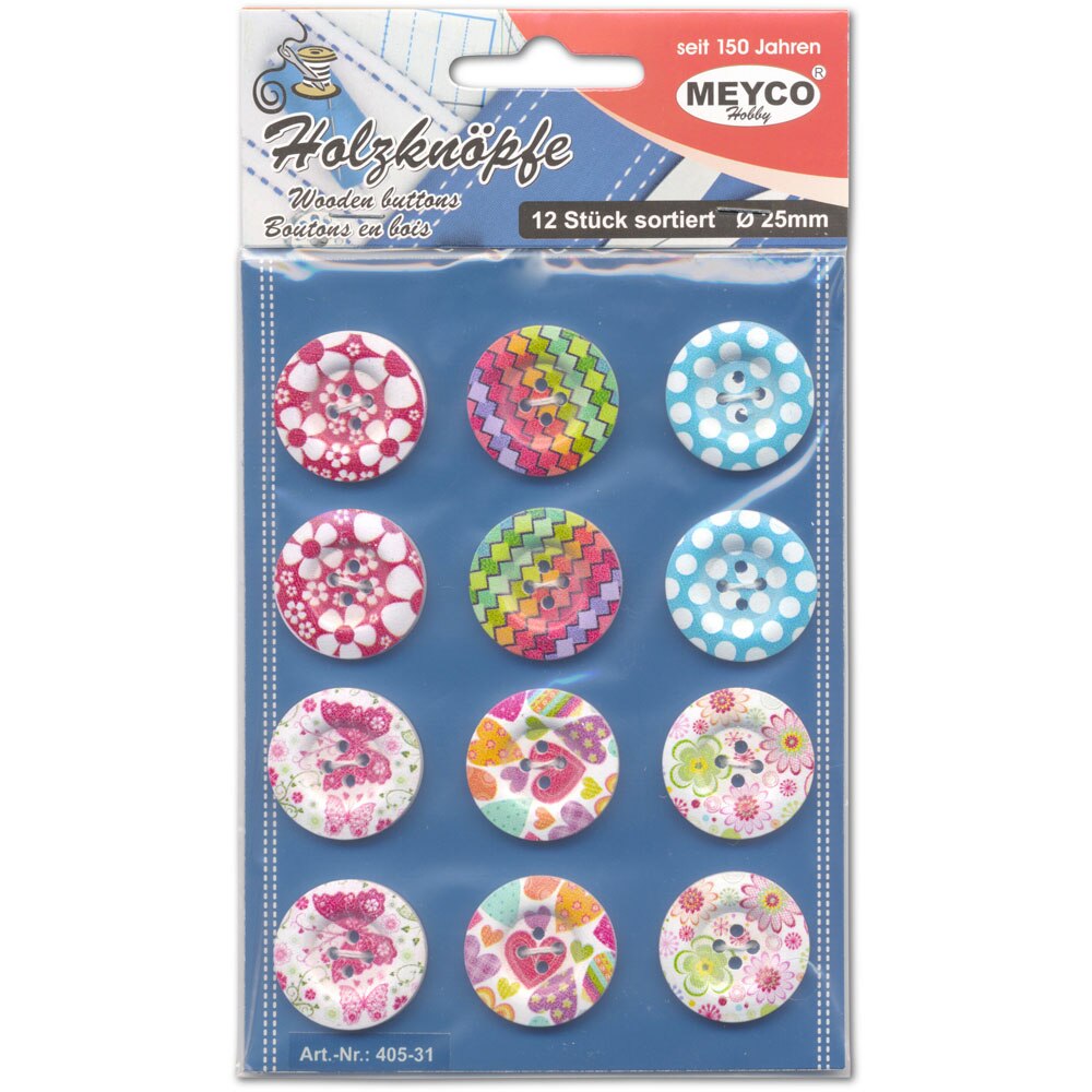 Set nasturi colorati, 12 bucati, 25 mm