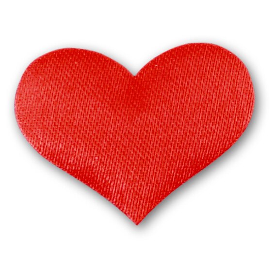 Inimioare din satin, rosii, 12 bucati