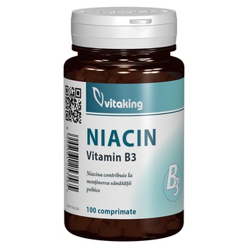 Supliment alimentar Niacina, Vitamina B3 100mg, Vitaking, 100 comprimate Supliment alimentar Niacina, Vitamina B3 100mg, Vitaking, 100 comprimate