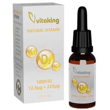 Picaturi de Vitamina k2+k1+D3 2000UI, Vitaking, 10 ml Picaturi de Vitamina k2+k1+D3 2000UI, Vitaking, 10 ml