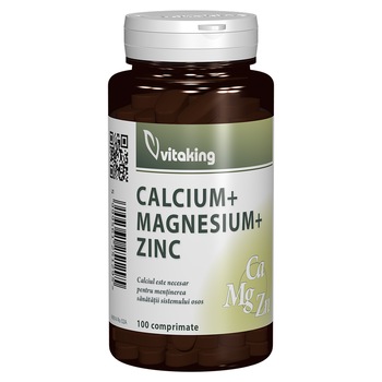 Supliment alimentar Calciu, Magneziu cu Zinc, Vitaking, 100 comprimate Supliment alimentar Calciu, Magneziu cu Zinc, Vitaking, 100 comprimate