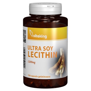 Supliment alimentar Lecitina Forte 1200 mg, Vitaking, 100 capsule gelatinoase Supliment alimentar Lecitina Forte 1200 mg, Vitaking, 100 capsule gelatinoase