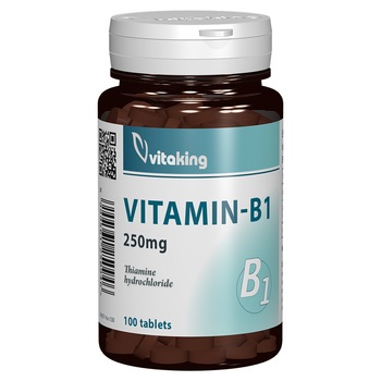 Supliment alimentar Tiamina Vitamina B1 250 mg, Vitaking, 100 comprimate Supliment alimentar Tiamina Vitamina B1 250 mg, Vitaking, 100 comprimate