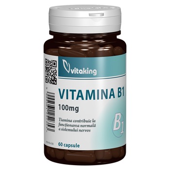 Supliment alimentar Tiamina Vitamina B1 100 mg, Vitaking, 60 capsule Supliment alimentar Tiamina Vitamina B1 100 mg, Vitaking, 60 capsule