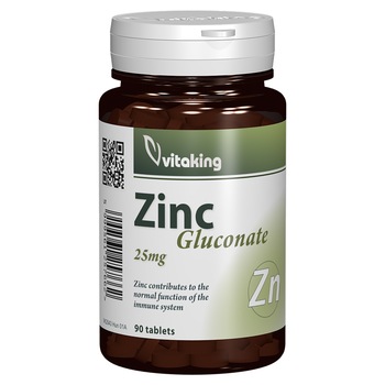 Supliment alimentar Gluconat de zinc 25 mg, Vitaking, 90 comprimate Supliment alimentar Gluconat de zinc 25 mg, Vitaking, 90 comprimate