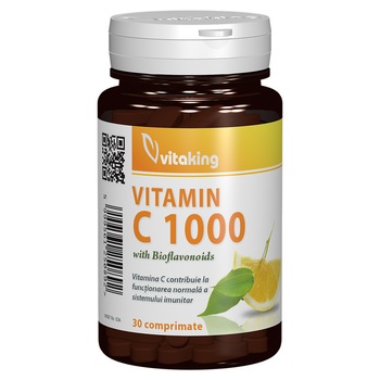 Supliment alimentar Vitamina C 1000 mg cu bioflavonoide, acerola si macese, Vitaking, 30 comprimate Supliment alimentar Vitamina C 1000 mg cu bioflavonoide, acerola si macese, Vitaking, 30 comprimate