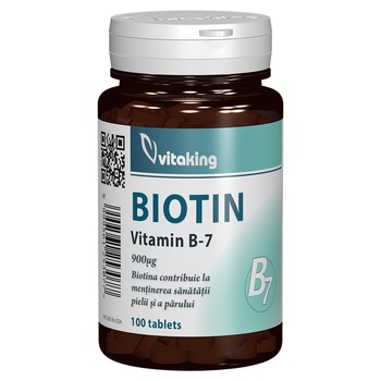 Supliment alimentar Vitamina B7 900 mcg, Vitaking, 100 comprimate Supliment alimentar Vitamina B7 900 mcg, Vitaking, 100 comprimate