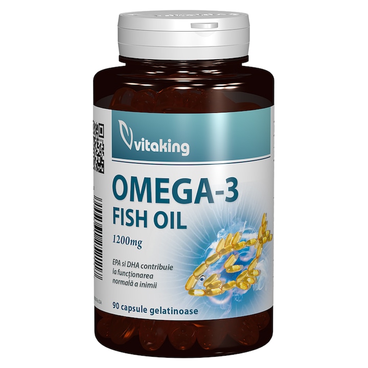 Supliment alimentar Omega 3 Forte, ulei de peste natural 1200mg, Vitaking, 90 capsule