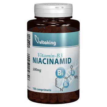 Supliment alimentar Vitamina B3 500 mg, Vitaking, 100 comprimate Supliment alimentar Vitamina B3 500 mg, Vitaking, 100 comprimate