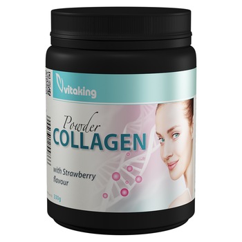 Supliment alimentar Colagen cu vitamina C, gust de capsune, Vitaking, 330 grame Supliment alimentar Colagen cu vitamina C, gust de capsune, Vitaking, 330 grame