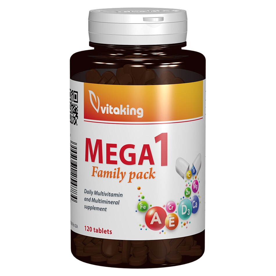 Supliment alimentar Multivitamina cu minerale Mega 1 cu folat natural, Vitaking, 120 comprimate