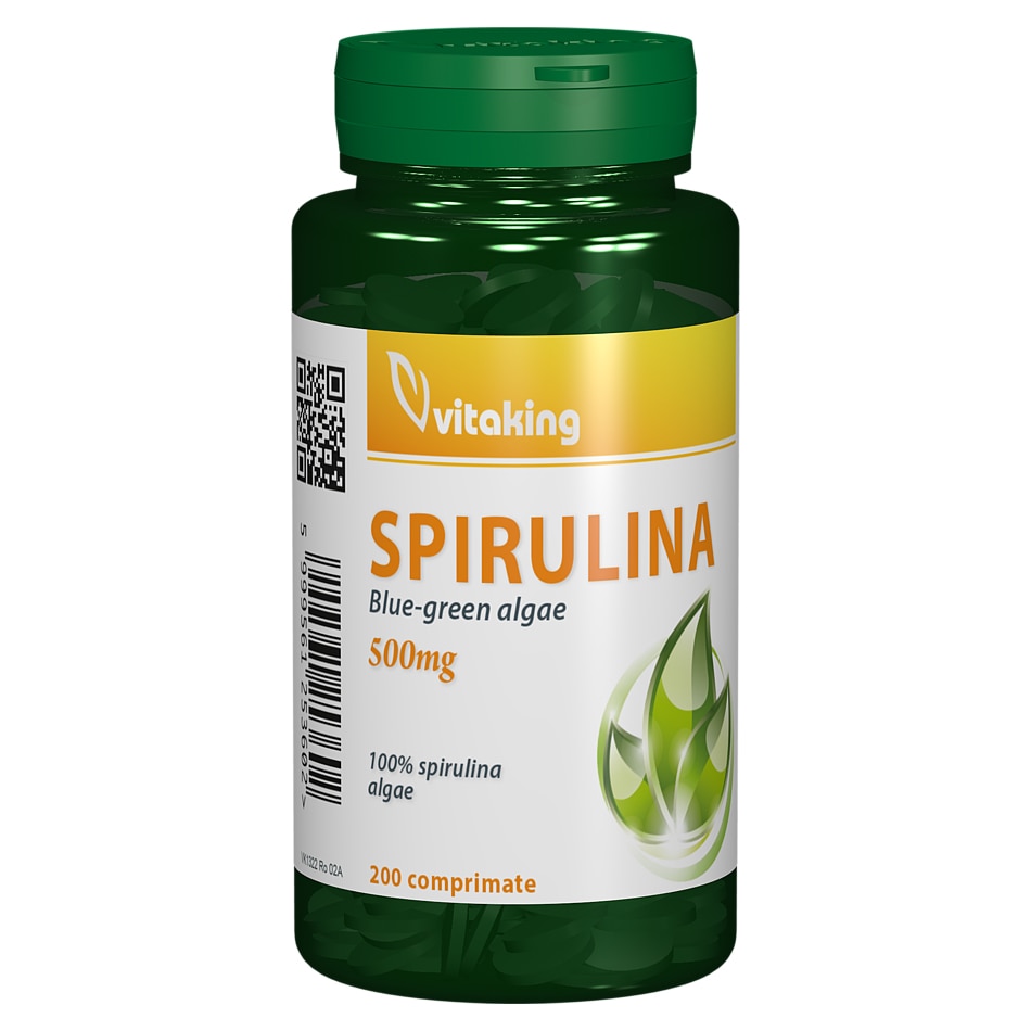 Supliment alimentar Spirulina 500 mg, Vitaking, 200 comprimate