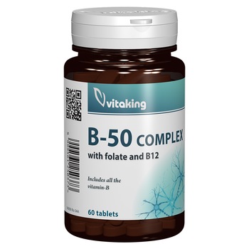 Supliment alimentar Complex Mega B 50 cu Folat, Vitaking, 60 comprimate Supliment alimentar Complex Mega B 50 cu Folat, Vitaking, 60 comprimate