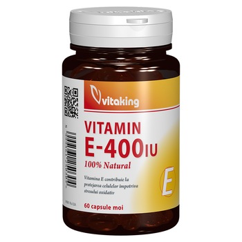 Supliment alimentar Vitamina E naturala 400 UI, Vitaking, 60 capsule gelatinoase Supliment alimentar Vitamina E naturala 400 UI, Vitaking, 60 capsule gelatinoase