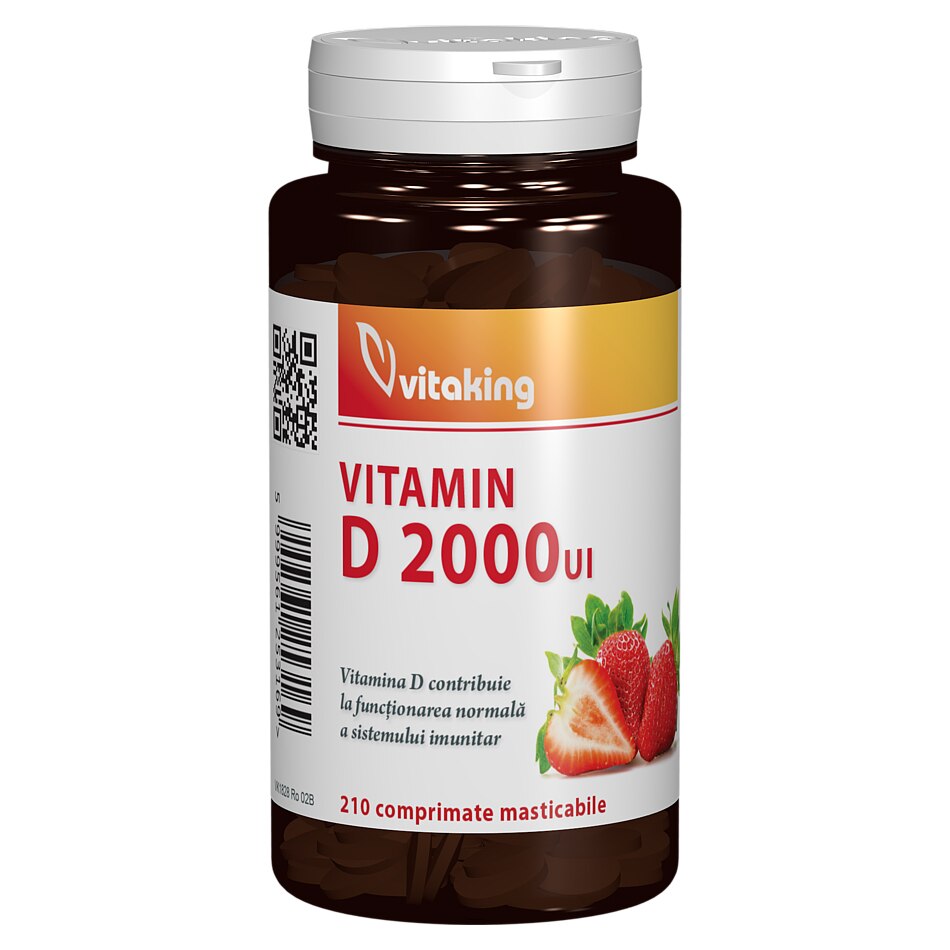 Supliment alimentar Vitamina D 2000UI masticabila, Vitaking, 210 comprimate