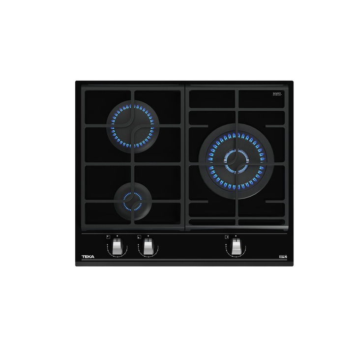 Плот Teka Maestro, GZC 63310, стъклокерамичен, газов плот, 3 горелки, Exact Flame, сензорно управление Multislider, автоматична защита, автоматично възпламеняване