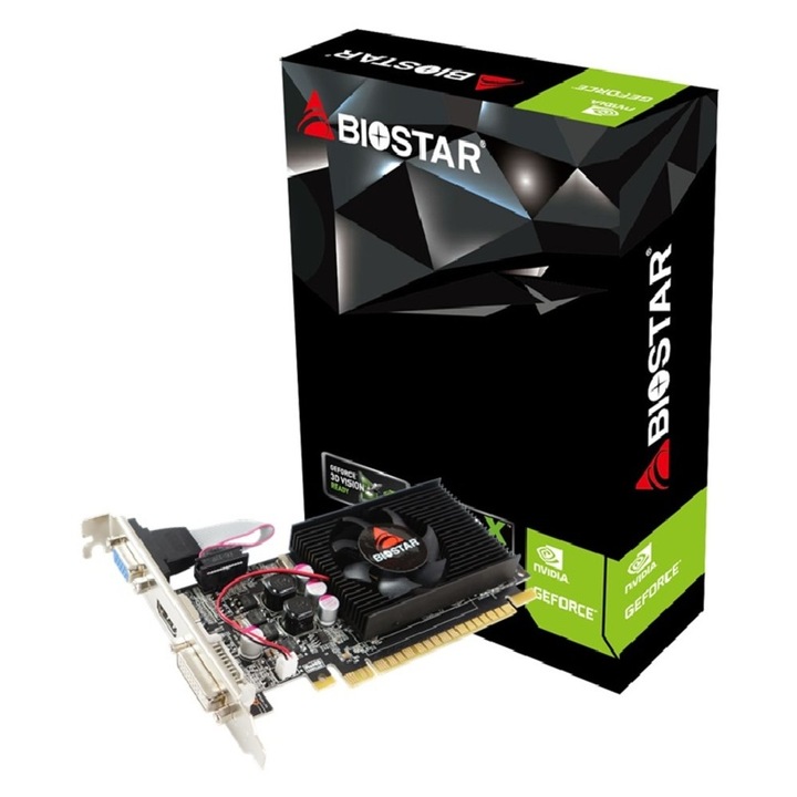 Placa video BIOSTAR GeForce 210, 1GB, GDDR3, 64 bit, DVI-I, D-Sub, HDMI