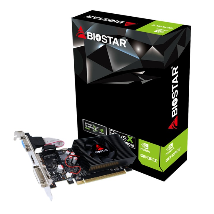 Placa Video BIOSTAR GeForce GT730, 2GB, GDDR3, 128 bit, DVI-I, D-Sub, HDMI