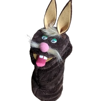 Papusa de mana iepuras, maro 30 cm Papusa de mana iepuras, maro 30 cm