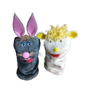 Set papusa de mana iepuras gri si oita alba plus, 30 cm Set papusa de mana iepuras gri si oita alba plus, 30 cm