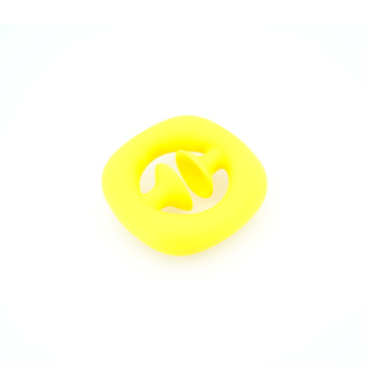 Jucarie senzoriala Snap suction cup popper noise, Oktane®, 6x6x1.2 cm, silicon, Galben