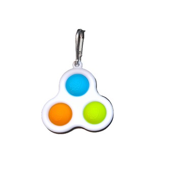 Breloc pop it, cu trei bule din silicon, 8 cm Breloc pop it, cu trei bule din silicon, 8 cm