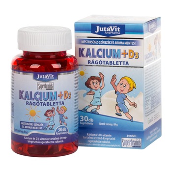 Tablete masticabile pentru copii Calciu si Vitamina D3 Jutavit, 30 buc Tablete masticabile pentru copii Calciu si Vitamina D3 Jutavit, 30 buc