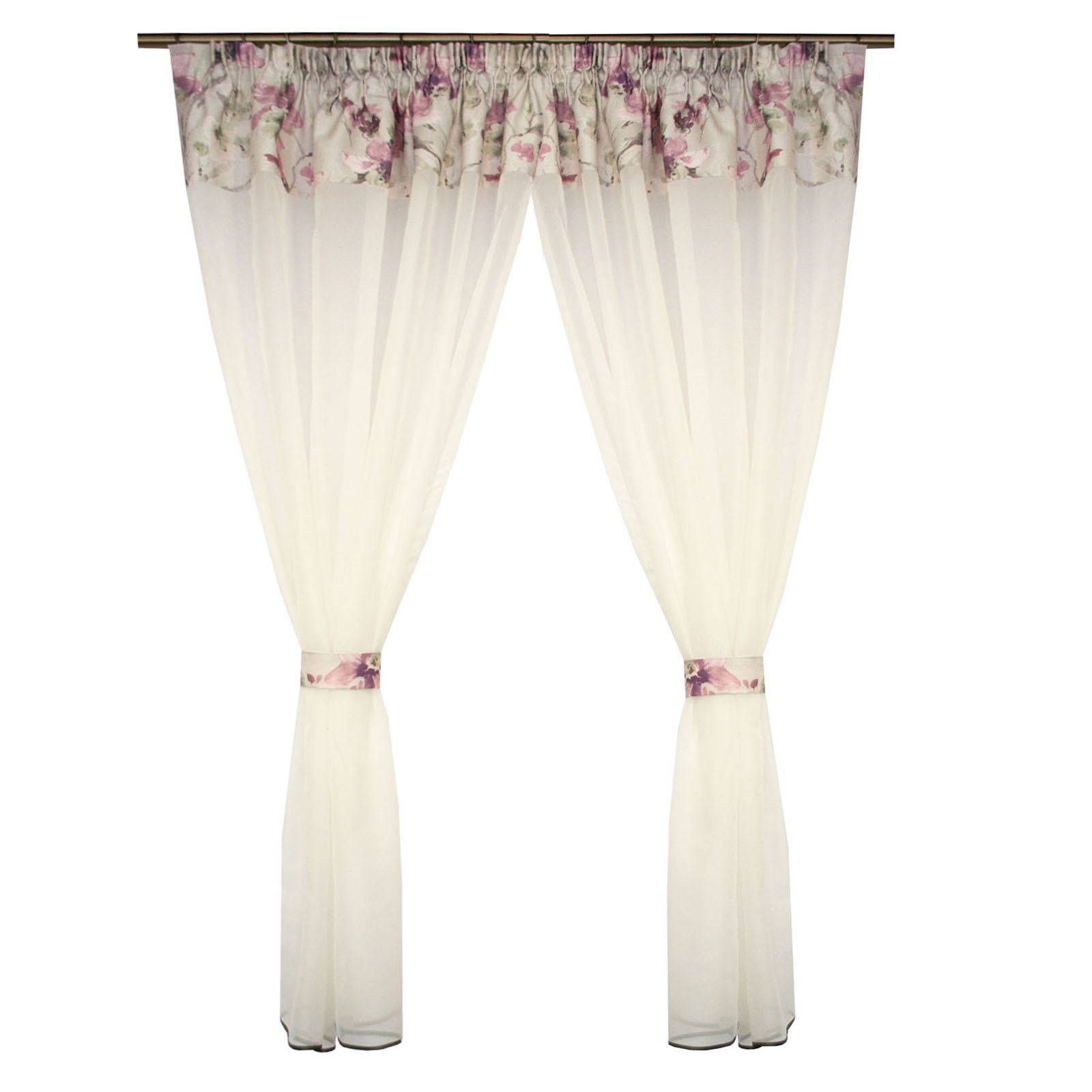 Perdea Velaria voal unt cu bata florala, 260x170 cm