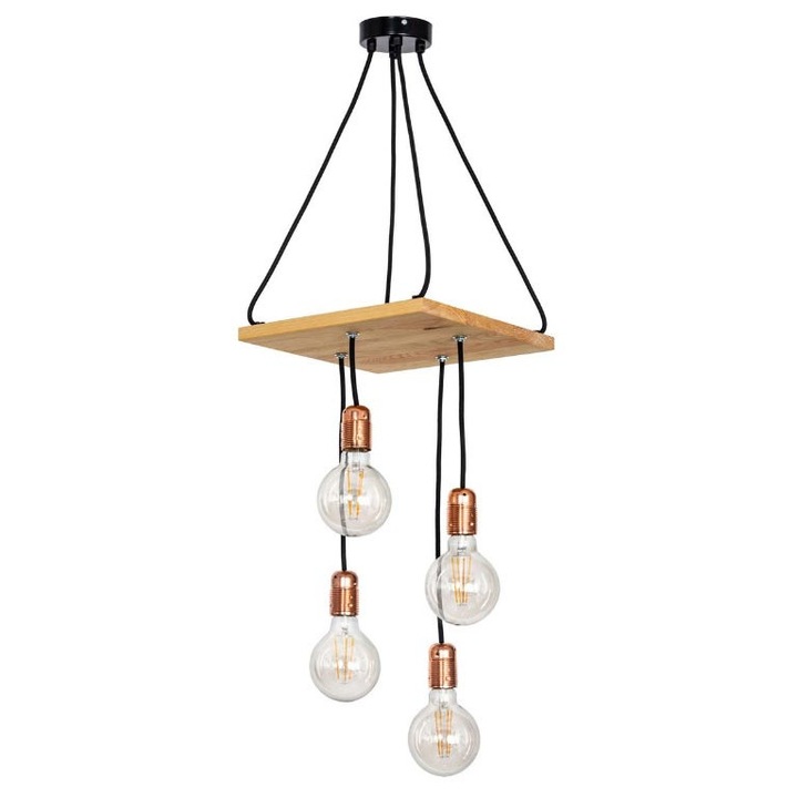 Lustra Cojom Wood S4N, lemn natur, 4xE27, masti dulii cuprate