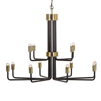 Candelabru Cojom King 12, modern/clasic, 12xE14, negru mat cu mastile duliilor auriu mat, metal Candelabru Cojom King 12, modern/clasic, 12xE14, negru mat cu mastile duliilor auriu mat, metal