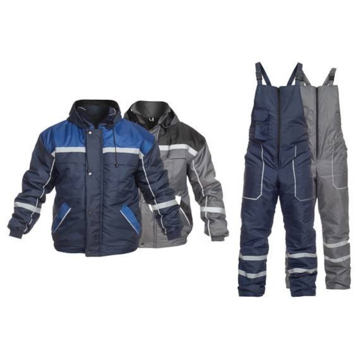 Costum de iarna matlasat, jacheta+ salopeta, Gamma Palltex Gri XXXL