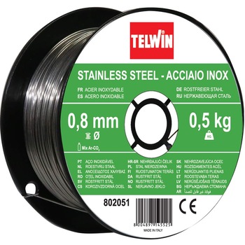 Sarma sudura Inox Telwin 0.8 mm rola 0,5 kg - pentru sudura MIG-MAG Sarma sudura Inox Telwin 0.8 mm rola 0,5 kg - pentru sudura MIG-MAG