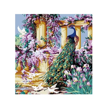 Set pictura pe numere Peisaj cu paun multicolor,40*50cm Set pictura pe numere Peisaj cu paun multicolor,40*50cm