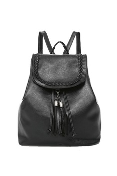 Rucsac de dama Thiery negru din piele ecologica si ciucuri decorativi, 26 x 23 x 15 cm Rucsac de dama Thiery negru din piele ecologica si ciucuri decorativi, 26 x 23 x 15 cm