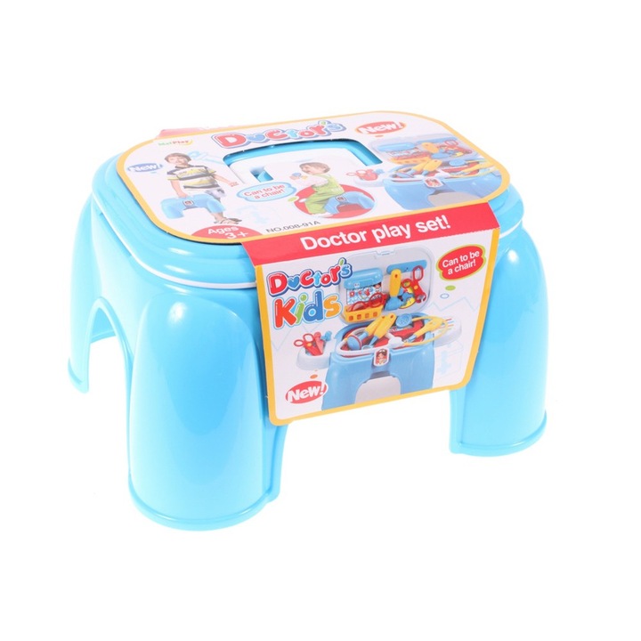 Set 2in1 Scaun si instrumente medicale doctor Malplay pentru copii, albastru