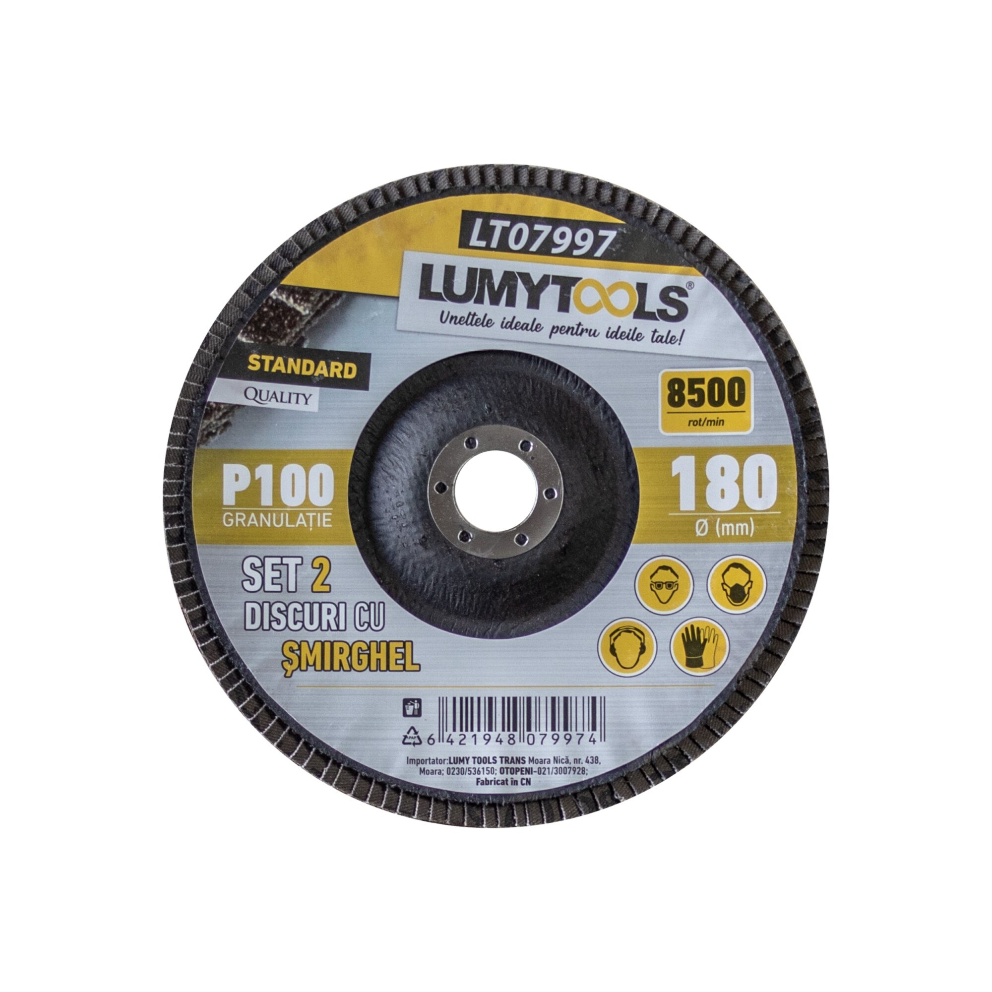 Set 2 discuri pentru lustruire, 180 x 22 mm, granulatie 100