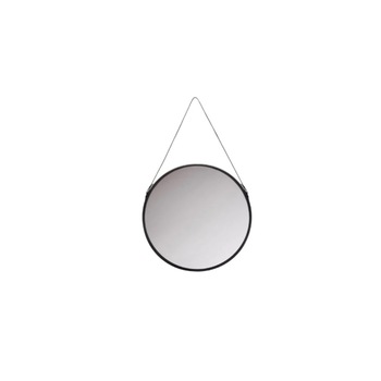 Oglinda decorativa rotunda, cu rama neagra din metal si suport de prindere cu curea ajustabila, diametru 50 cm, Zagato® Oglinda decorativa rotunda, cu rama neagra din metal si suport de prindere cu curea ajustabila, diametru 50 cm, Zagato®