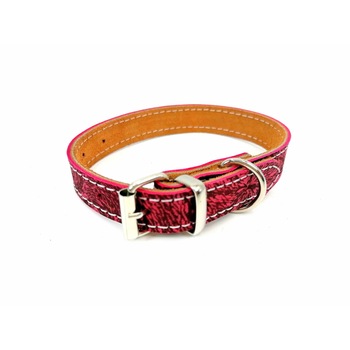 Zgarda din piele naturala 18 mm x 42 cm buffo roz Zgarda din piele naturala 18 mm x 42 cm buffo roz