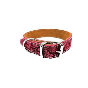 Zgarda din piele naturala 30 mm x 55 cm buffo roz Zgarda din piele naturala 30 mm x 55 cm buffo roz