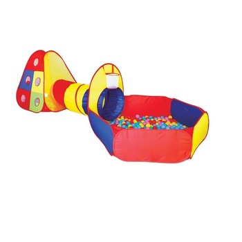 Cort de joaca pentru copii cu tunel si tarc cu 80 de mingi, IPlay 200, 300 x 120 x 100 cm, Multicolor Cort de joaca pentru copii cu tunel si tarc cu 80 de mingi, IPlay 200, 300 x 120 x 100 cm, Multicolor