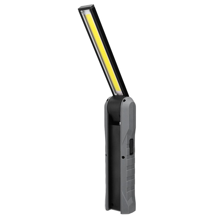 Lampa de lucru LeeXo pliabila cu Led COB, 3 poziti de luminare, pentru mecanici auto, camping, locuinta cu suport magnetic, acumulator reancarcabil si carlig rabatabil