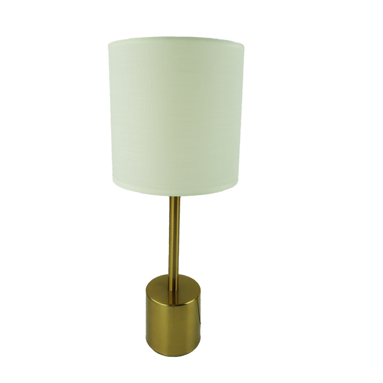 Veioza cu suport metalic auriu si abajur textil crem, 35 cm