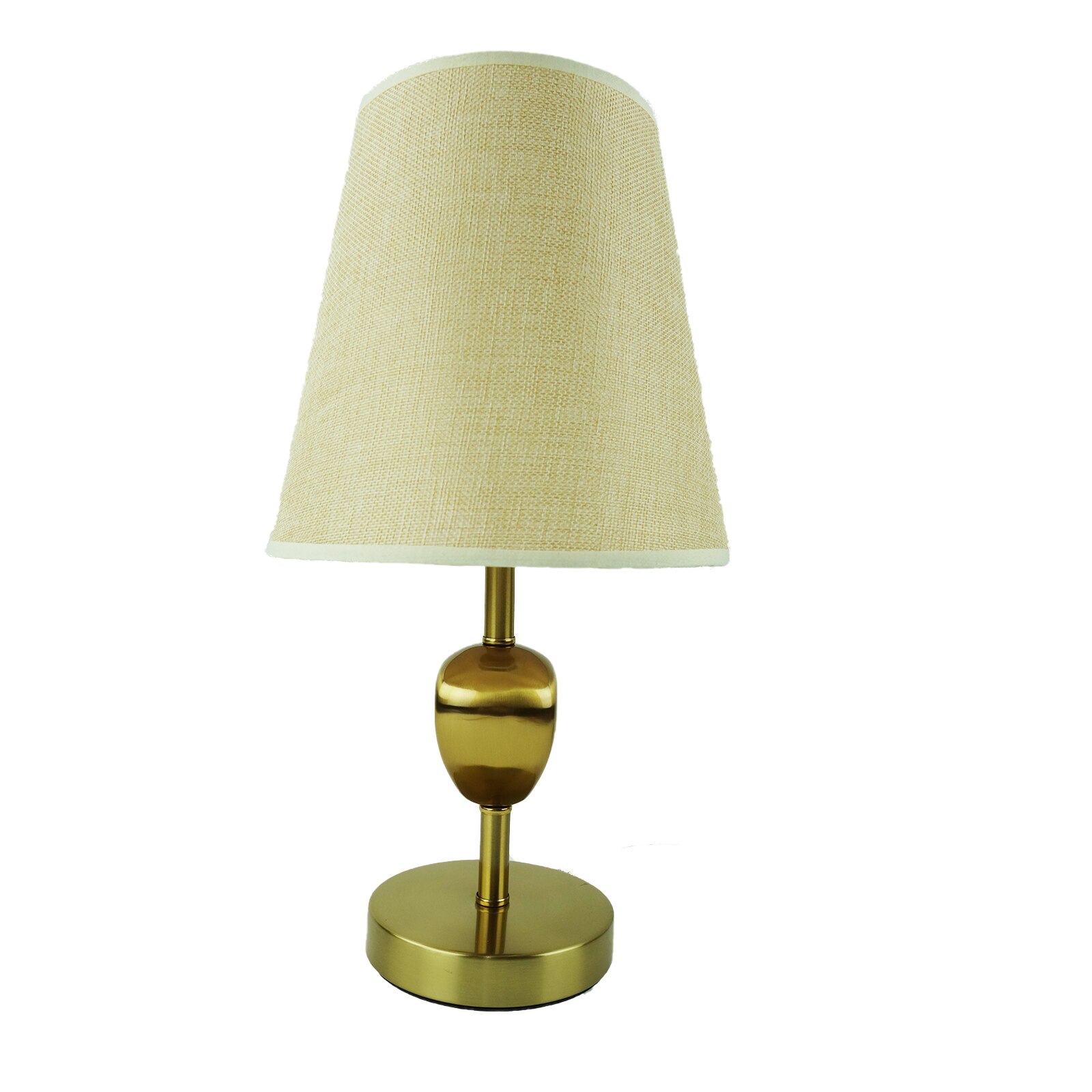 Veioza cu suport metalic, cu model, si abajur textil crem, 32 cm