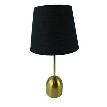 Veioza cu suport metalic auriu si abajur textil negru, 35 cm Veioza cu suport metalic auriu si abajur textil negru, 35 cm