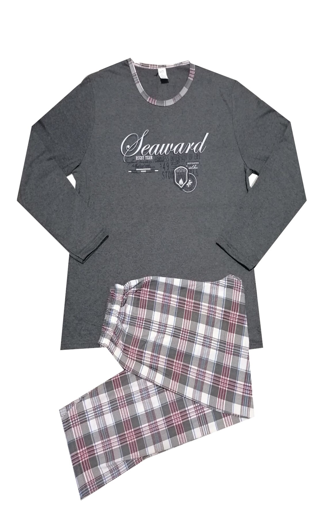 Pijamale big size barbati, gri inchis, imprimeu, Gri inchis