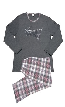 Pijamale big size barbati, gri inchis, imprimeu, Gri inchis Pijamale big size barbati, gri inchis, imprimeu, Gri inchis