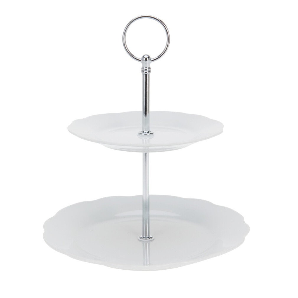 Platou de portelan, margine ondulata, 2 niveluri, 25x21 cm